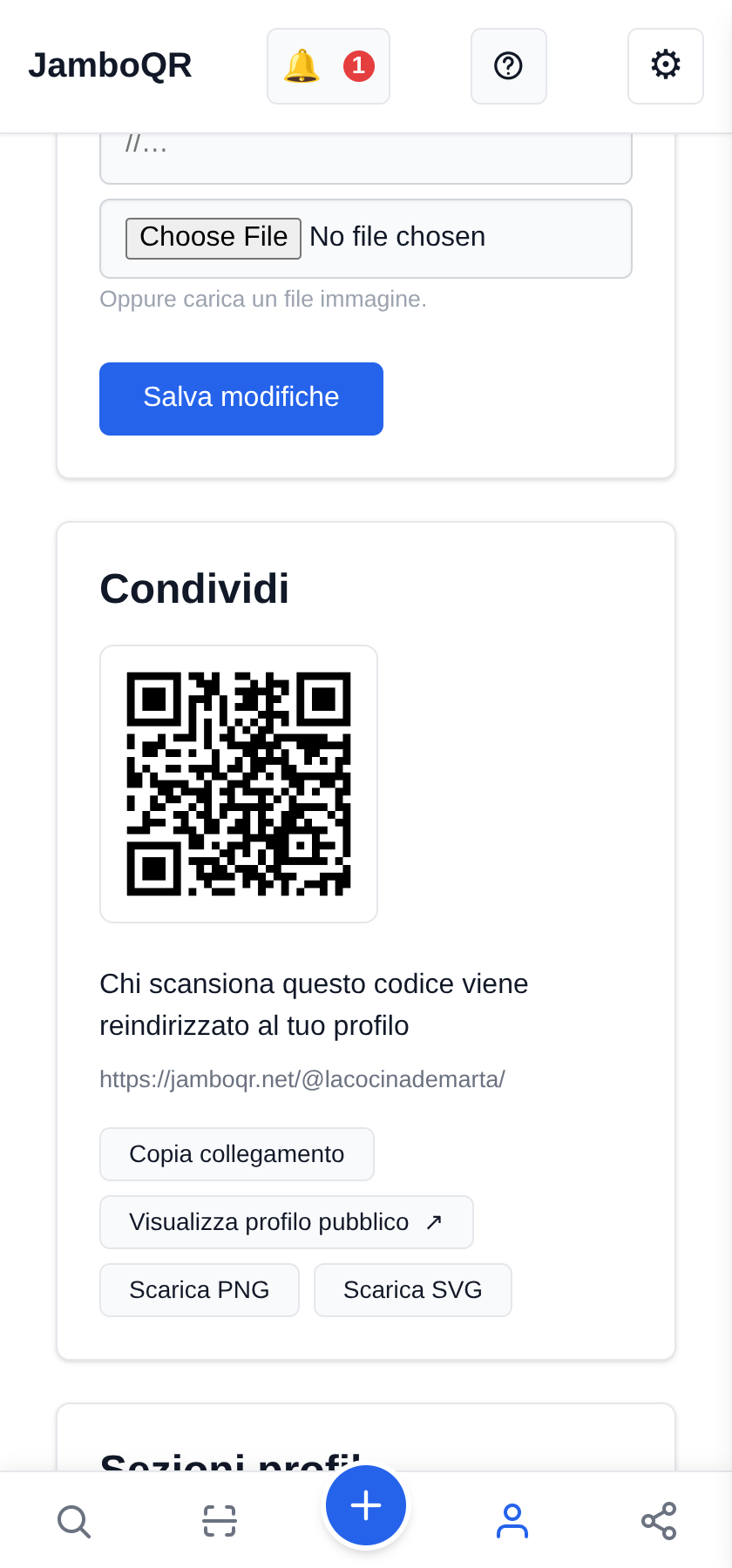 Metti i tuoi social sul profilo pubblico Rendilo pubblico e condividilo